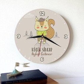 Resim Sevimli Sincap Çocuk Duvar Saati 