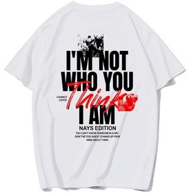 Resim Brz Collectıon Brz Collection Unisex Oversize I'm Not Who You Think I Am T-shirt Beyaz 