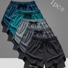 Resim Erkekler için Elastik Bel Bağcıklı Atletik Koşu Şortları - Saydam Olmayan Antrenman Şortları, Turkuaz/Siyah/Kömür Gri - Spor Salonu, Jogging, Basketbol, Yürüyüş - Hafif Dış Mekan ve Günlük Kullanım İçin Antrenman Şortları, Şık Sportif Tasarım, Dayanıklı Spor Giyim 