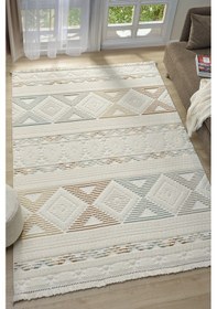 Resim Ruby Multi Beyaz Halı Salon Oturma Odası Çocuk Odası Yatak Odası Halısı 1551 Multi 