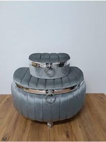 Resim Mdf Çeyizlik Sandık Seti 2li D Model Şeritli Gri 