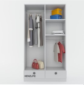 Resim Kenzlife gardırop 4 kapılı 2 çekmeceli biberiye 182*100*42 byz ka 