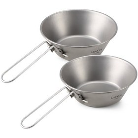 Resim Yuntech01 2 Adet Titanyum Konik Kase - 260ml, Katlanabilir Saplı, Ev Ve Dış Mekan İçin Uygun, Hafif Ve Dayanıklı Gri 