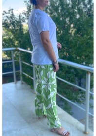 Resim Mia Butik Büyük Beden Bahar Takım Beyaz - Yeşil Beyaz-yeşil 
