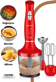 Resim Fastmix Siyah 1000 Watt Sessiz Hız Ayarlı 3 In 1 Doğrama Karıştırma Blender Seti 