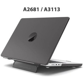 Resim Apple Uyumlu MacBook Air 13.6" M2-m3 Çip 2022/2024 A2681 A3113 Standlı Şeffaf İz Bırakmayan Koruyucu Kapak Siyah 