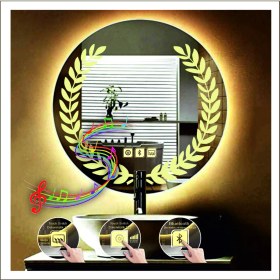 Resim Dnr-Mirror50 Cm Günışığı Ledli Tasarım Kumlamalı Dokunmatik Bluetoothlu Buğu Önleyicili Makyaj Banyo Aynası 