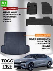Resim Mayuk Dizayn SAHLER TOGG T10F SEDAN 2025+ 4.5D Premium Havuzlu Oto Paspas ve Myk 3D Premium Yumuşak Bagaj Havuzu 