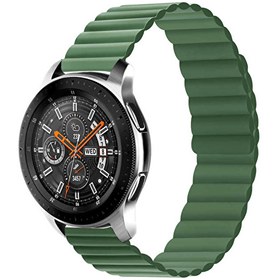 Resim Mobicas Samsung Galaxy Watch 5 (44mm) için Yeşil 20mm parçalı çizgili tasarım Pu Deri Kordon-52 