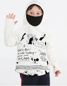 Resim Ninja Casa Baskılı Ekru Unisex Sweatshirt-Ekru 