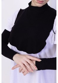 Resim Loggia Balıkçı Yaka Boyunluk Siyah - Dik Yakalı Kadın Tesettür Penye Yarım Body Viskon Hijab Siyah 