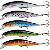 Resim 5'li Premium Minnow Balıkçılık Yem Seti - Bas Balıkçılığı için Gerçekçi Crankbait Yemleri - Dayanıklı ve Hafif Takım - 10cm/3.94in Uzunluk ve 8g/0.28oz Ağırlık 
