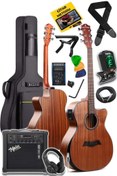 Resim M450-EQ-AMP Profesyonel Masif Ağaç Amfili Elektro Akustik Gitar Seti üst Segment Maxword