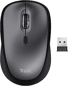 Resim Trust 24549 Yvi+ Sessiz Kablosuz Mouse-Siyah, Ekstra Uzun Pil Ömrü 12 Aya Kadar Kullanım, Sessiz Düğmeler,8 Metrelik Kablosuz Menzil,800 ile 1600 DPI,Geri dönüştürülmüş içerik%82,RF 2.4GHz 