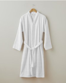 Resim English Home Sandy Stripe Pamuk Bornoz L-xl Beyaz Beyaz 