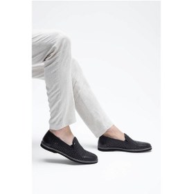 Resim Giampiero Nicola Erkek Hakiki Deri Siyah Loafer Ayakkabı 664 L40233c Erk Ayk Y23 Black Siyah 