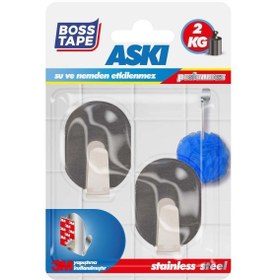 Resim Boss Tape Paslanmaz Çelik Gövde Inox 2'li Banyo Mutfak Duvar Askısı 
