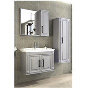 Resim Netdeko Milano 80 Cm Banyo Dolabı-Gri (Boy Dolap Dahil ) 