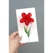 Resim Ronanna Kırmızı Lotus Toka 6 cm (Kartsız) 