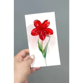 Resim Ronanna Kırmızı Lotus Toka 6 cm (Kartsız) 