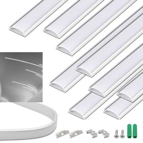 Resim 10 adet Esnek LED Kanal Lamba Gölgelikleri ile - 1.65ft/0.5m, Şerit Aydınlatma için Gümüş veya Siyah Alüminyum Gövde & Anodize Yay Montajları 