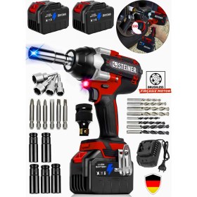 Resim Steiner K 21 V Çelik Şanzuman 1600 Nm Akülü Somun Bijon Sökme Takma Sikma Makinesi Matkap Vidalama Kömürsüz 