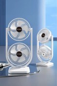 Resim Teknotopia Şarjlı Mini Fan, Taşınabilir Çift Başlıklı Sessiz Vantilatör, Type-C Girişli 3 Kademeli Soğutucu Fan 