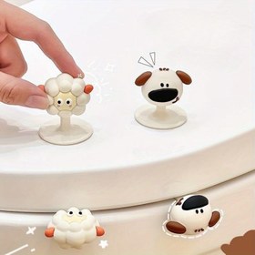 Resim Touchless Tuvalet Koltuğu Kaldırıcı Sevimli Karikatür Köpek ve Koyun Tasarımı ile - Kolay Kurulum, Dayanıklı Plastik, Beyaz ve Kahverengi Banyo Aksesuarı Ev Kullanımı için, Tuvalet Koltuğu Kaldırıcı, Eğlenceli Tasarım, Pürüzsüz Çalışma 