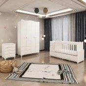 Resim Garaj Home Melina Yıldız 4 Kapaklı Bebek Odası Takımı - Beyaz 