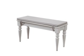 Resim VENEDİK BENCH, BEYAZ ÜST, GRİ PÖTİKARE, 85 CM 