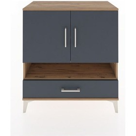 Resim Hyperion Şifonyer 3 Raflı Tek Çekmeceli 2 Kapaklı 88x44x96 Çam-antrasit Atlas Çam 