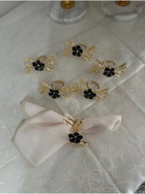 Resim USD HOME 6lı Japon Gülü Mineli Lüx Servis Peçete Yüzüğü 