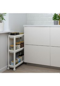 Resim Beyaz Vesken Tekerlekli Raf Unitesi - 3 Katlı Vesken Raf - Banyo Rafı - Mutfak Rafı - 54 X 18 X 71 Çok Renkli 