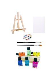 Resim Mini Şövale 25x35 Tuval Artdeco Akrilik Boya 6x75 Ml Macaron Renkler Set 