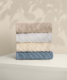 Resim Likya Jakarlı Bordür Balık Sırtı 4'lü Yüz Havlusu Seti 1023A-Multi-Standart Çok Renkli 