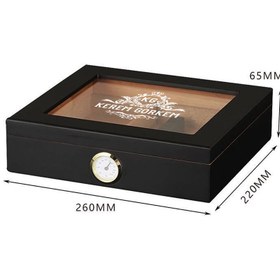 Resim Kişiye Özel Siyah Humidor Puro Kutusu 