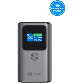 Resim Intouch 10.000 mAh Ultra Hızlı Şarj 55W TFT Ekranlı Powerbank Premium Serisi 