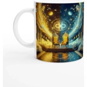 Resim Ikizler Burcu Baskılı Kahve Kupası - Galaktik Taht Odası Temalı Vs4 