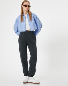 Resim Koton Jogger Eşofman Altı Relax Fit Yıkamalı Beli Lastikli Cepli Antrasit 5wal40008ık Antrasit 