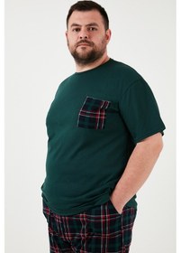 Resim Buratti Pamuklu Regular Fit Büyük Beden Erkek Pijama Takımı 6572002B Yeşil 