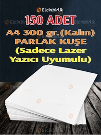 Resim elçinbirlik A4 Parlak Kuşe 150 Adet 300 Gr Kalın Sadece Lazer Yazıcı Uyumlu 