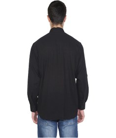 Resim Eliş Şile Bezi Büyük Beden Uzun Kol Şile Bezi Hakim Yaka Tek Cepli Erkek Gömlek Siyah 3003 - 3XL Siyah 