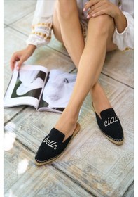 Resim Ciao Kadın Siyah Gerçek Süet Deri Espadril Terlik Siyah 