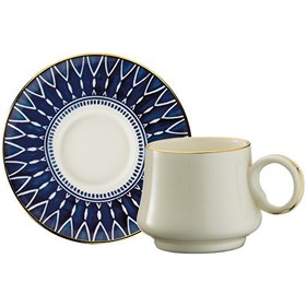 Resim Sandro Moreno 1453 Deep Blue Yüzük Gold 12 Parça 6 Kişilik Kahve Fincan Takımı 90 ml 