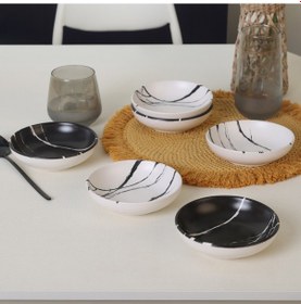 Resim Keramika Mermer Halka Sosluk / Çerezlik 13 Cm 6 Adet 17950-51 