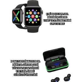 Resim Ucuz ve Kaliteli Kulaklıklı Saat Seti Bluetooth Bağlantılı Akıllı Saat ve Kulaklık 