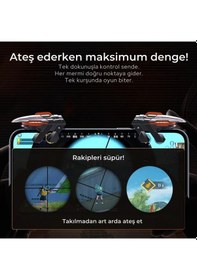 Resim Coofbe Profesyonel Yüksek Hassasiyetli Telefon Tetik Mobil Oyun Tetik Aparatı 4 Buton Nişan Ve Tetik Tuşu 