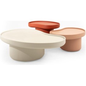 Resim Kidney Sehpa Takımı Set Sehpa Rehome Beyaz - Turuncu 