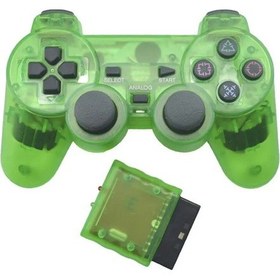 Resim Yeşil-şeffaf Renkli Oyun Denetleyicisi Sony Ps2 Kablosuz Gamepad Playstation 2 İçin 2.4 Ghz Titreşim Kontrolü Gamepad 