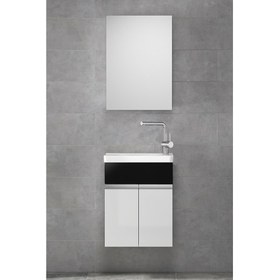 Resim Alfa Banyo Miniço-SB-Ebeveyn 45 cm x 28 cm Ayna Dolaplı Lüx Lavabolu Banyo Dolabı 